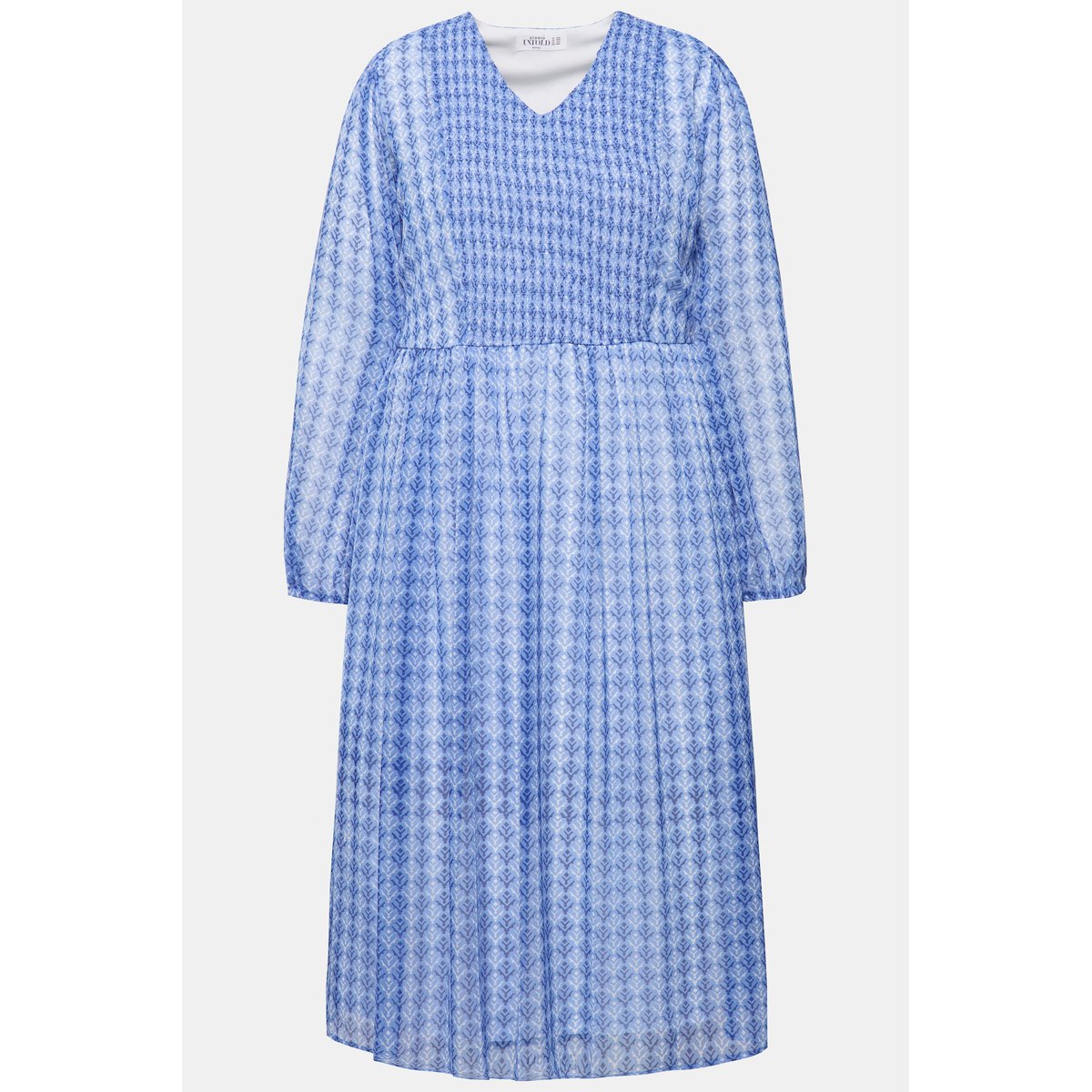 Robe midi coupe trapèze à décolleté en V bleu jean, STUDIO UNTOLD