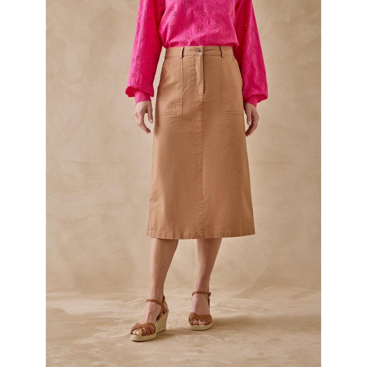 Jupes poches cargo avec lin camel, DAXON