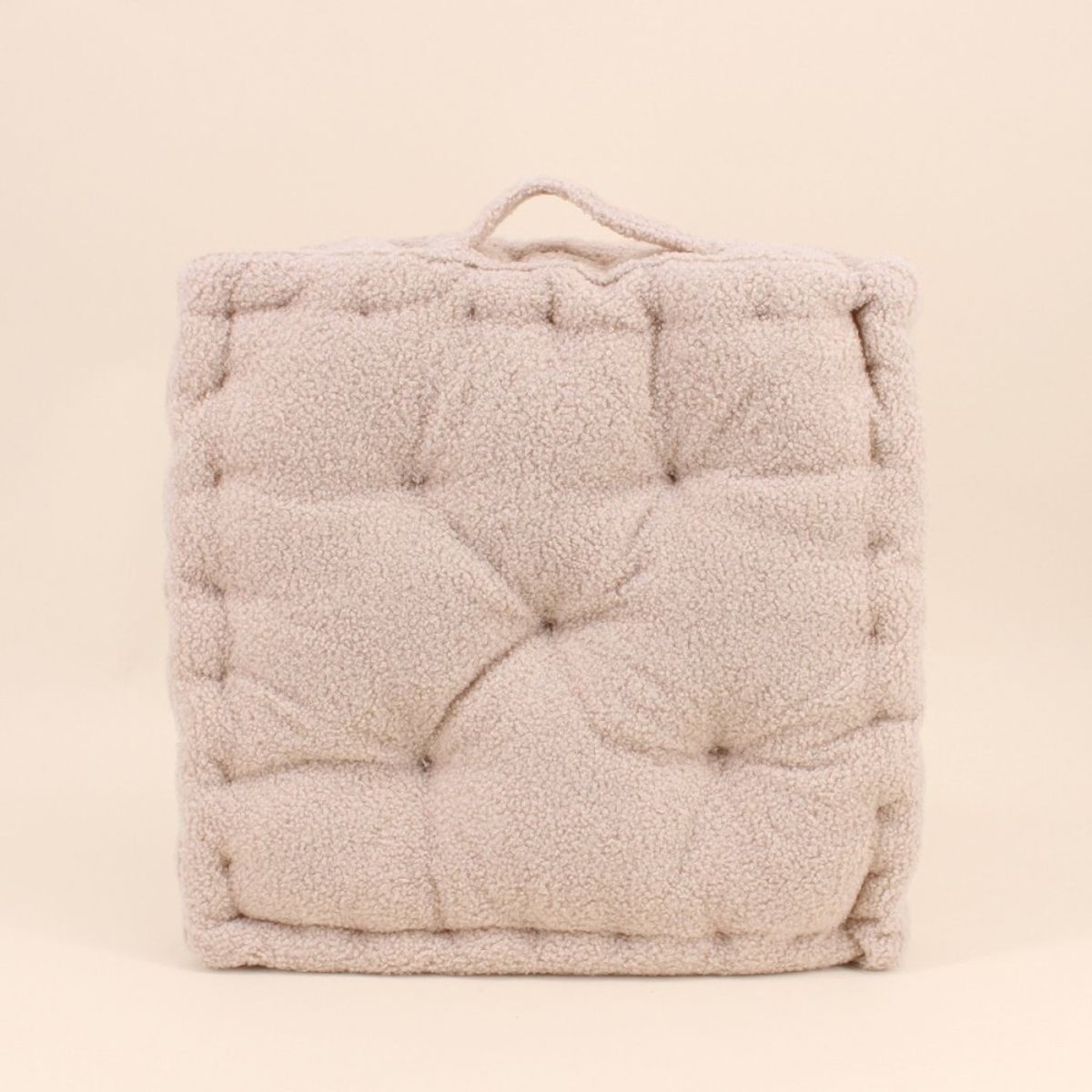 Coussin de sol tissu bouclette 40x40cm beige, ORNAMI