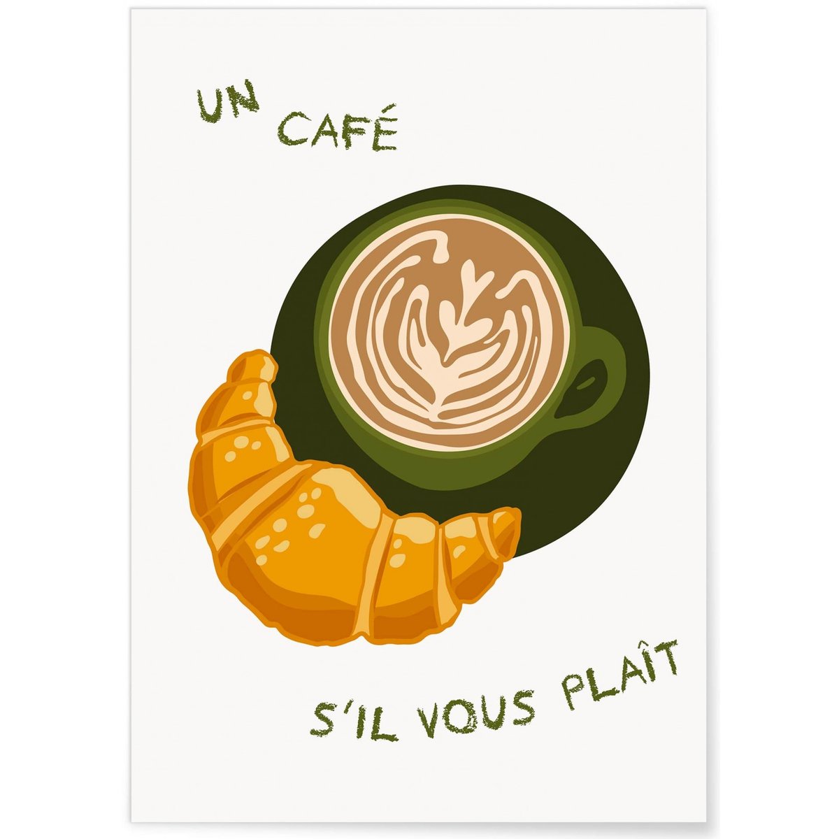 Affiche Un café svp blanc, L'AFFICHERIE