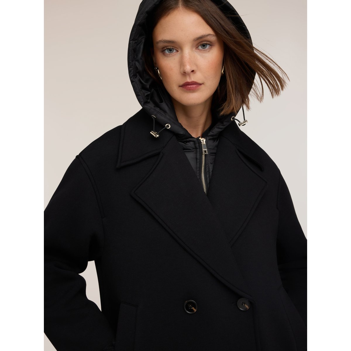 Manteau caban avec plastron intérieur noir, MOTIVI