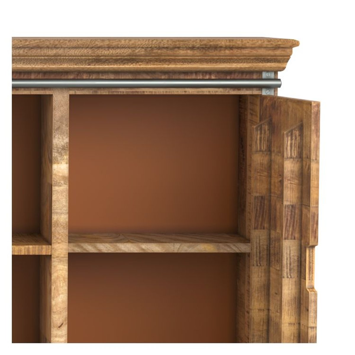 Grand buffet en bois et métal 3 portes 3 tiroirs - TABUK bois foncé et métal gris foncé, MAISON PAVANE