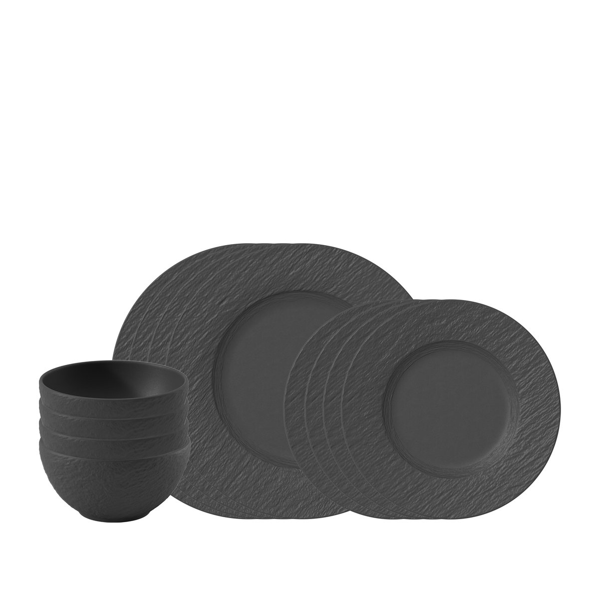 Ensemble D’assiettes, 12 P., 4 Personnes MANUFACTURE noir, VILLEROY & BOCH