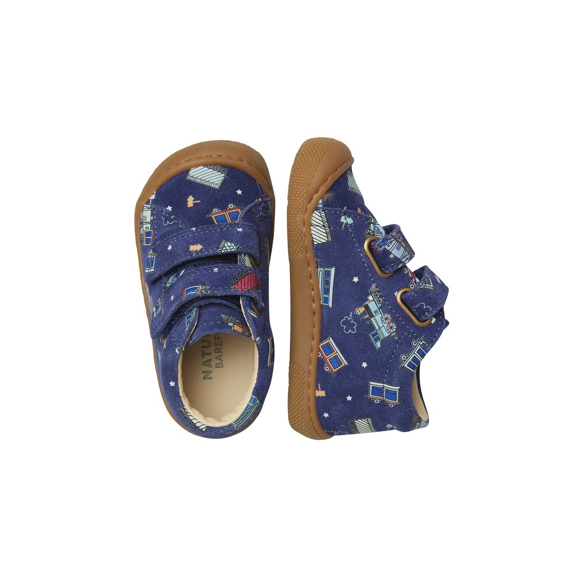 Chaussures premiers pas en suède BAREFOOT AMUR VL bleu-céleste, NATURINO