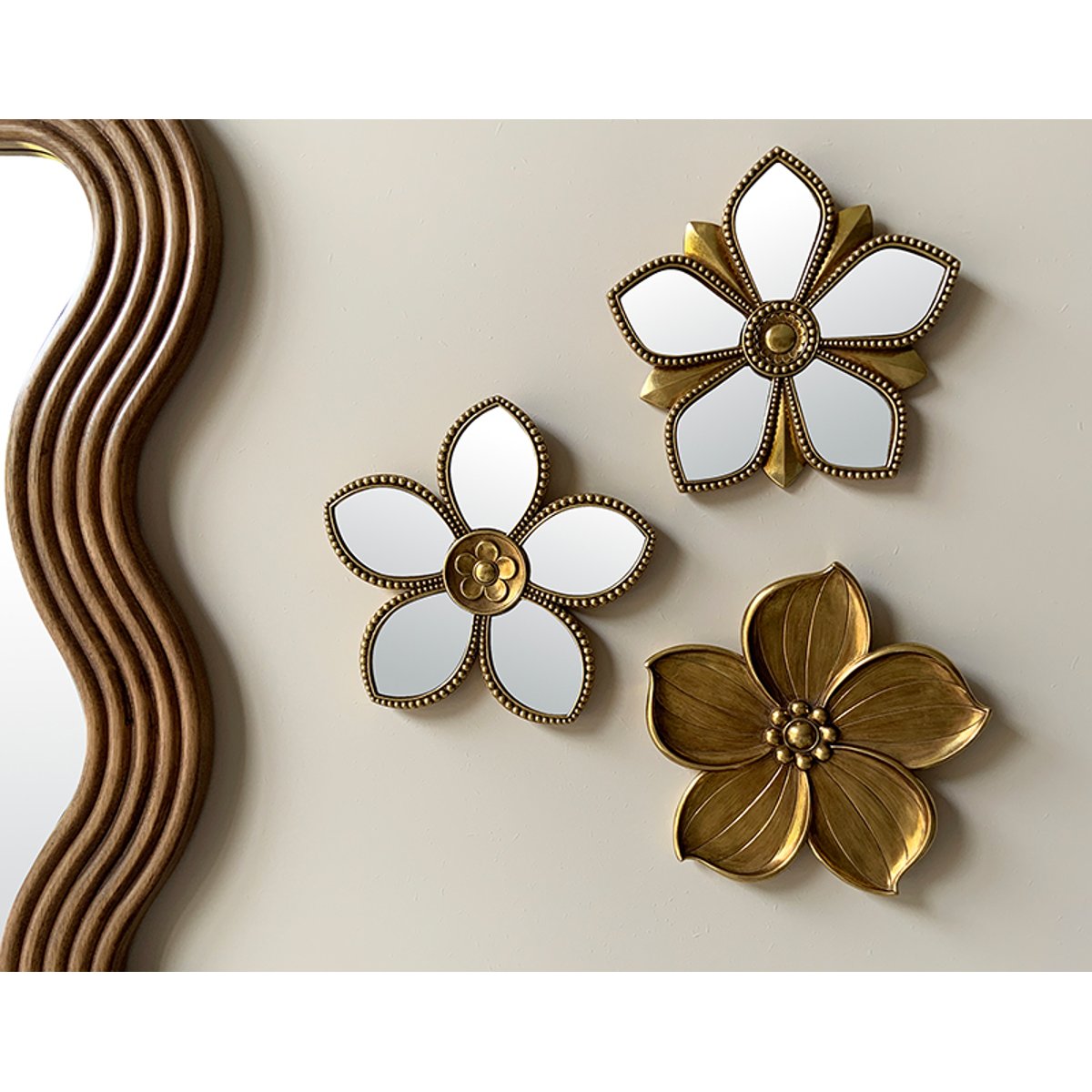Déco murale fleur 20.5cm or, EMDE