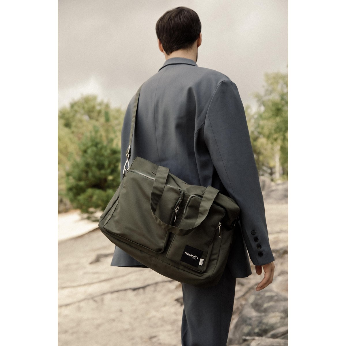 Sac 24heures polyester recyclé zippé KELLER kaki, RIVEDROITE