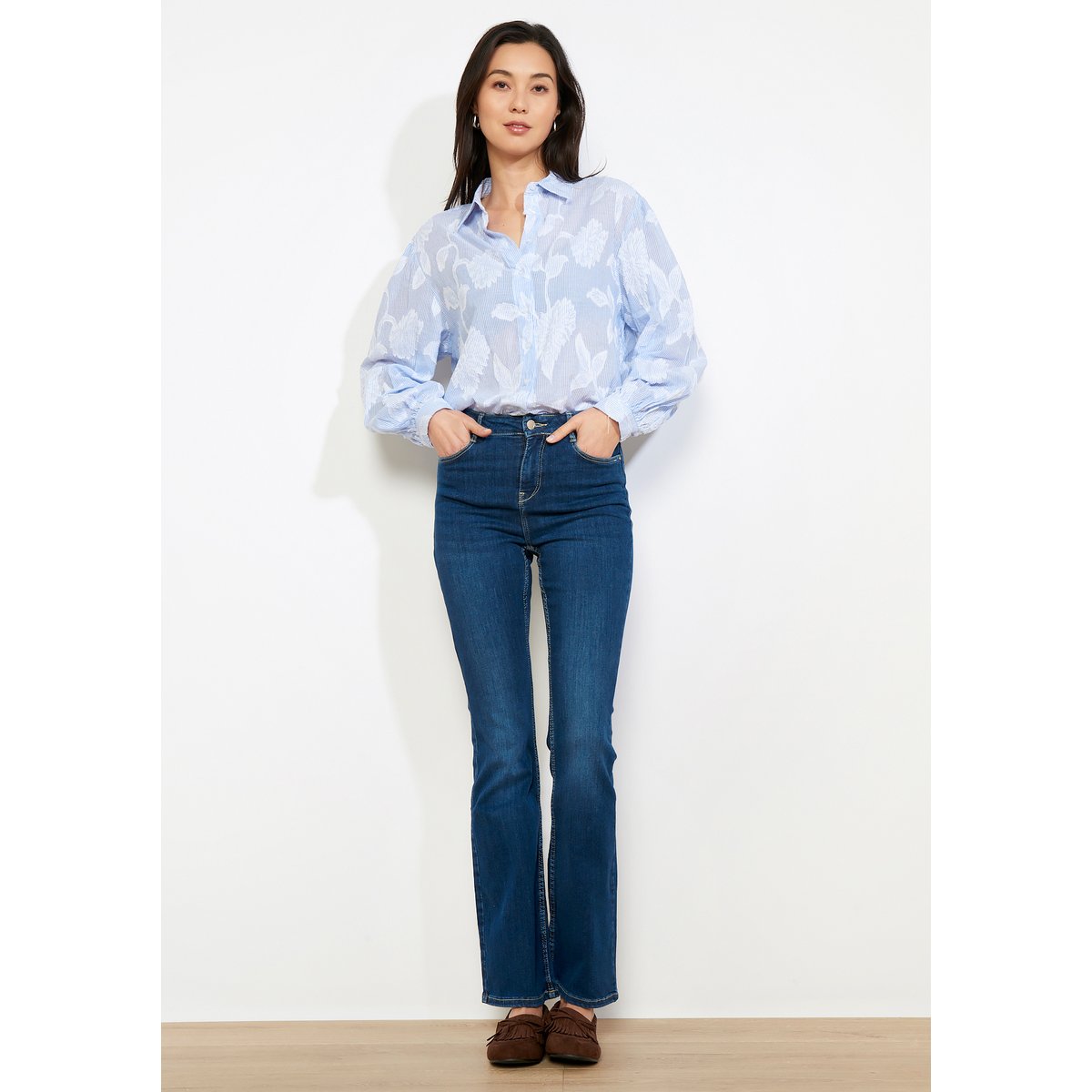 Jean bootcut taille haute dark blue, LOLALIZA