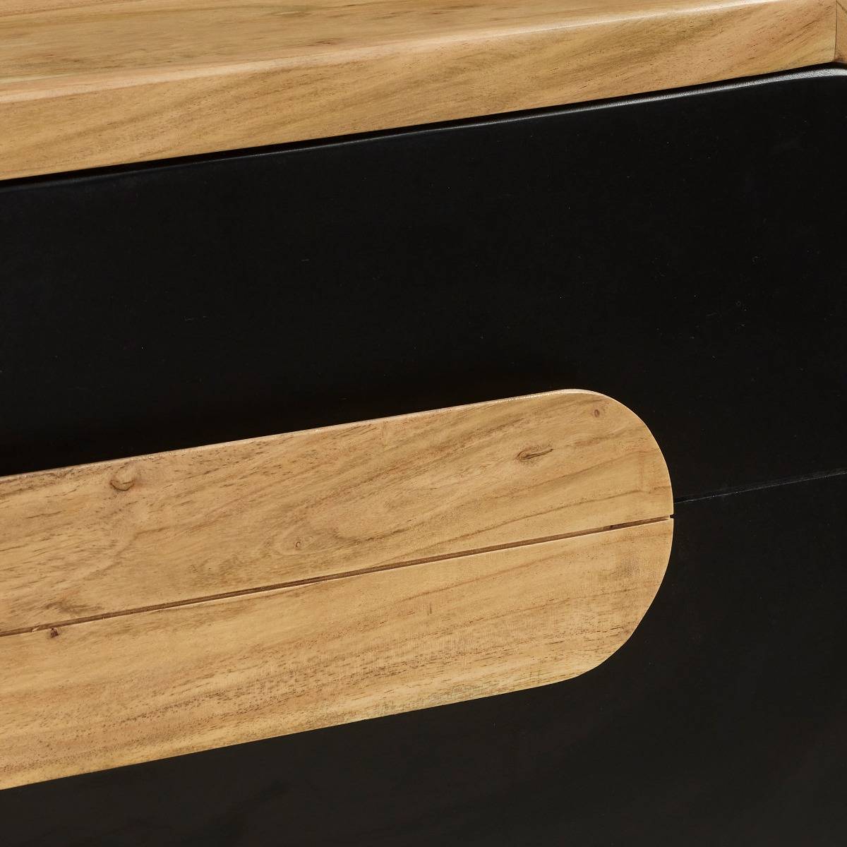 Meuble TV en bois d'acacia CESAR noir, MADE IN MEUBLES 