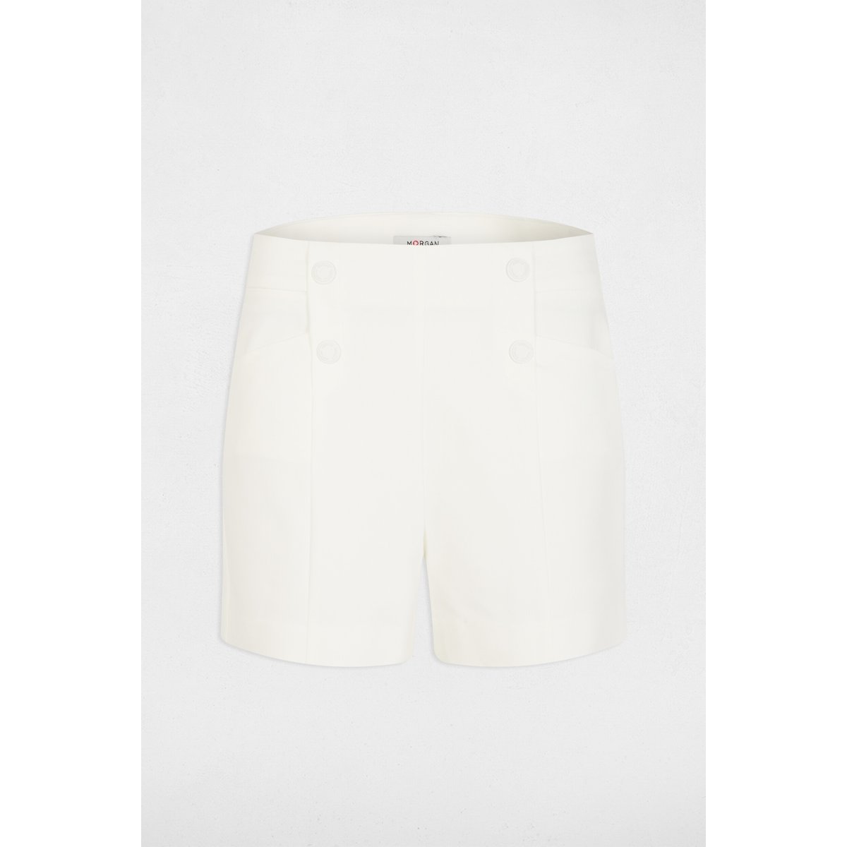 Short droit à pinces blanc, MORGAN