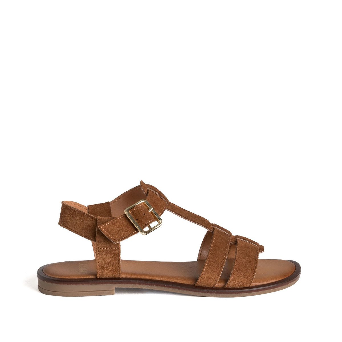 Sandale Plate en cuir SIRINE camel, ERAM