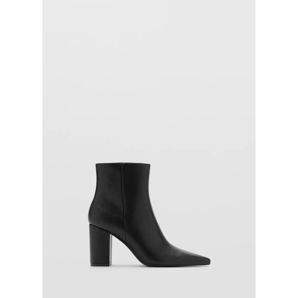 Bottines pointues talon bloc noir, MANGO