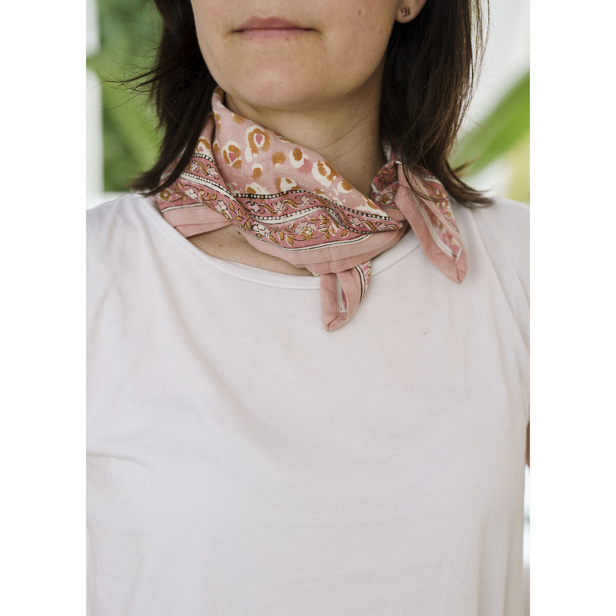 Petit foulard coton Bengal Blush imprimé rose, BINDI ATELIER