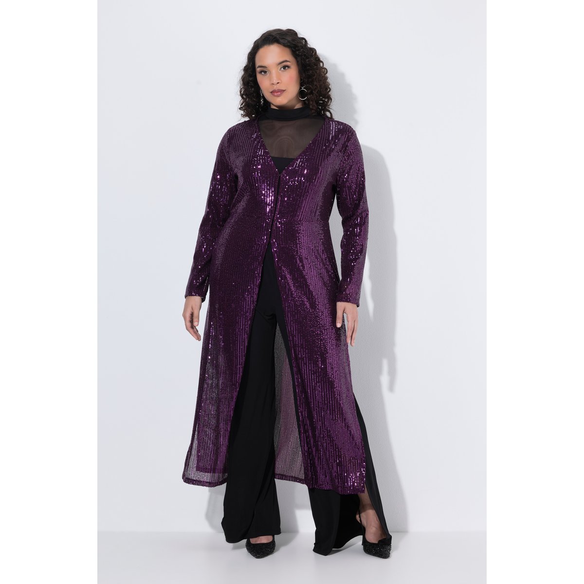 Veste longue à paillettes raisin foncé, ULLA POPKEN