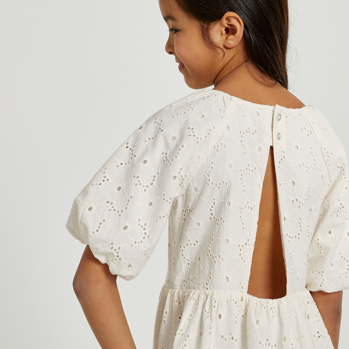 Embroidered Party Dress with Short Sleeves ecru , LA REDOUTE COLLECTIONS