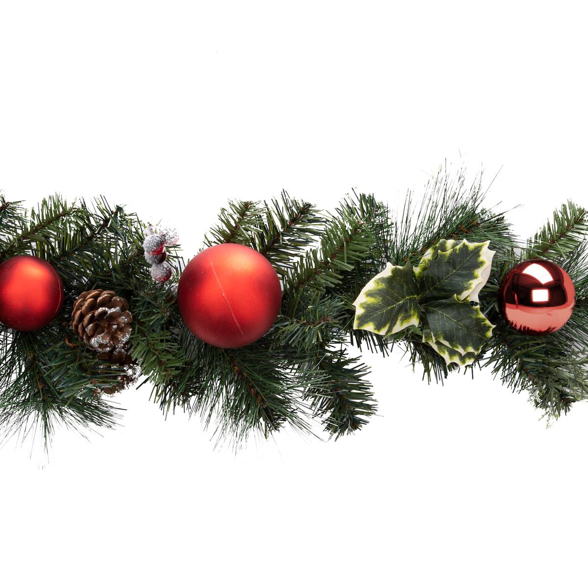 Guirlande Naturel Boules rouges 2m avec boules rouge vert, FEERIC LIGHTS & CHRISTMAS