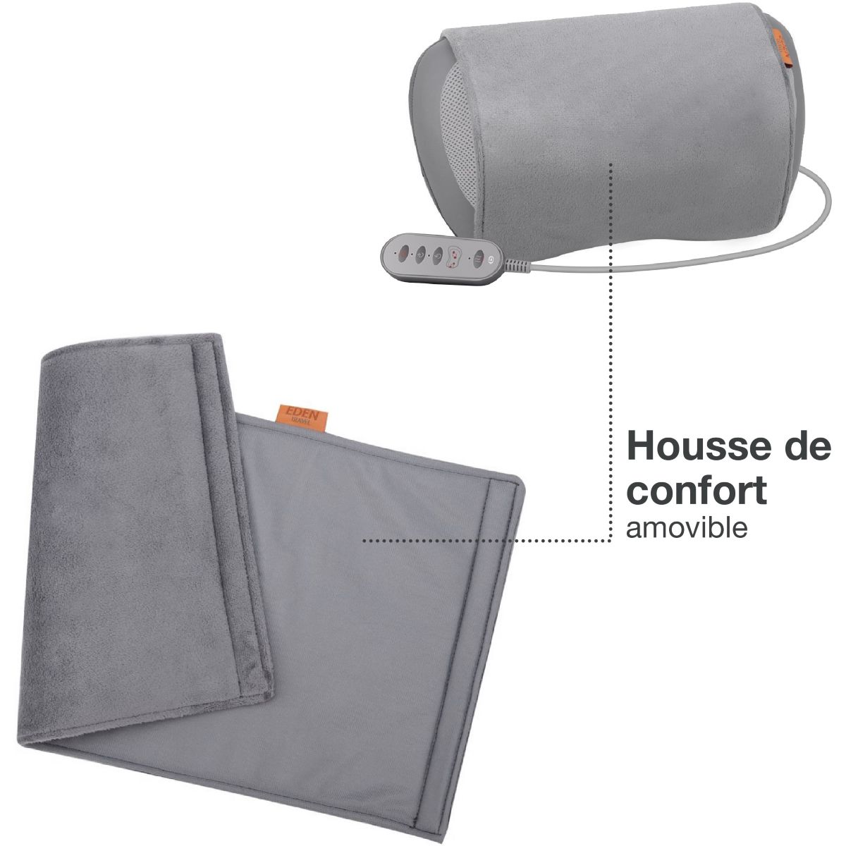 Coussin massant chauffant rechargeable eden gris, ESSENTIEL B