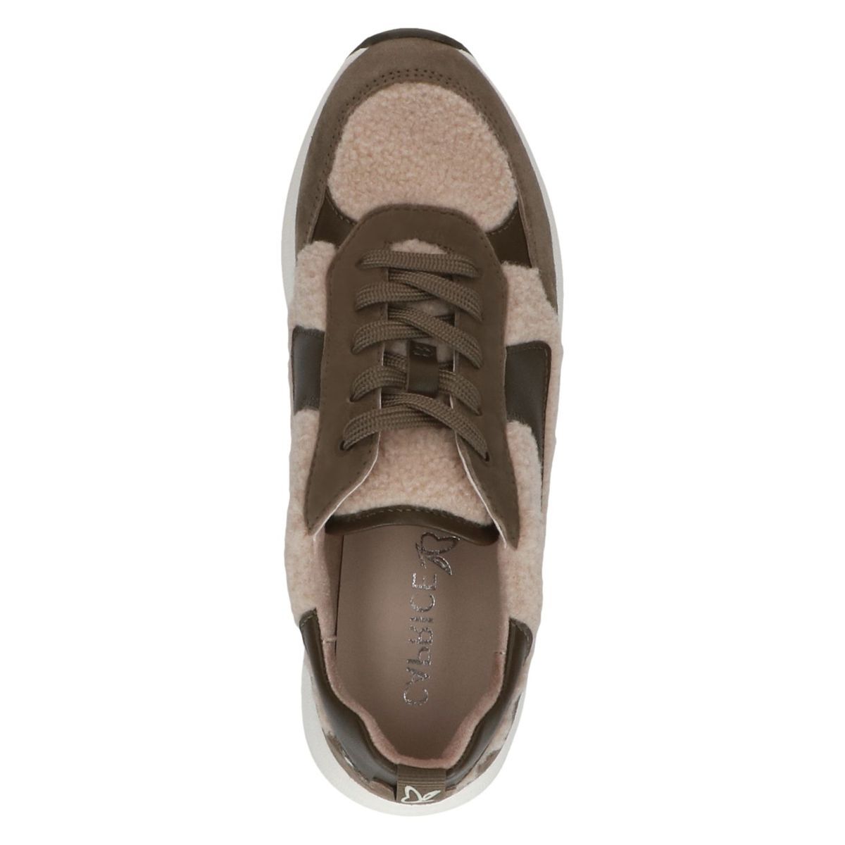Basket en cuir vert pâle combiné, CAPRICE