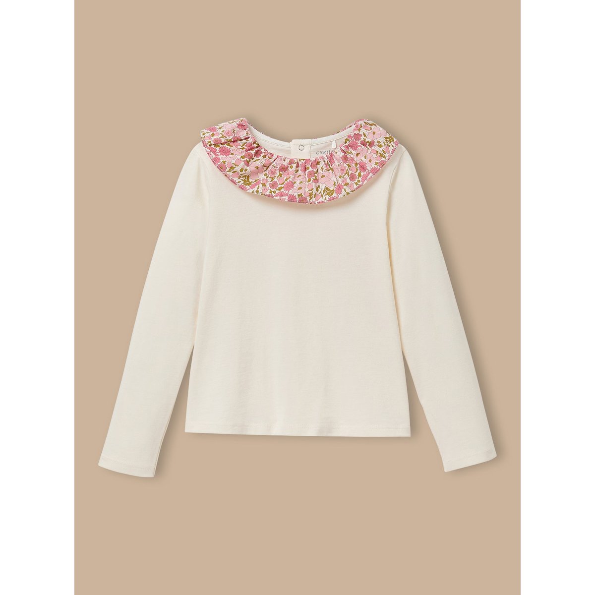 T-shirt col tissu Liberty ecru, CYRILLUS