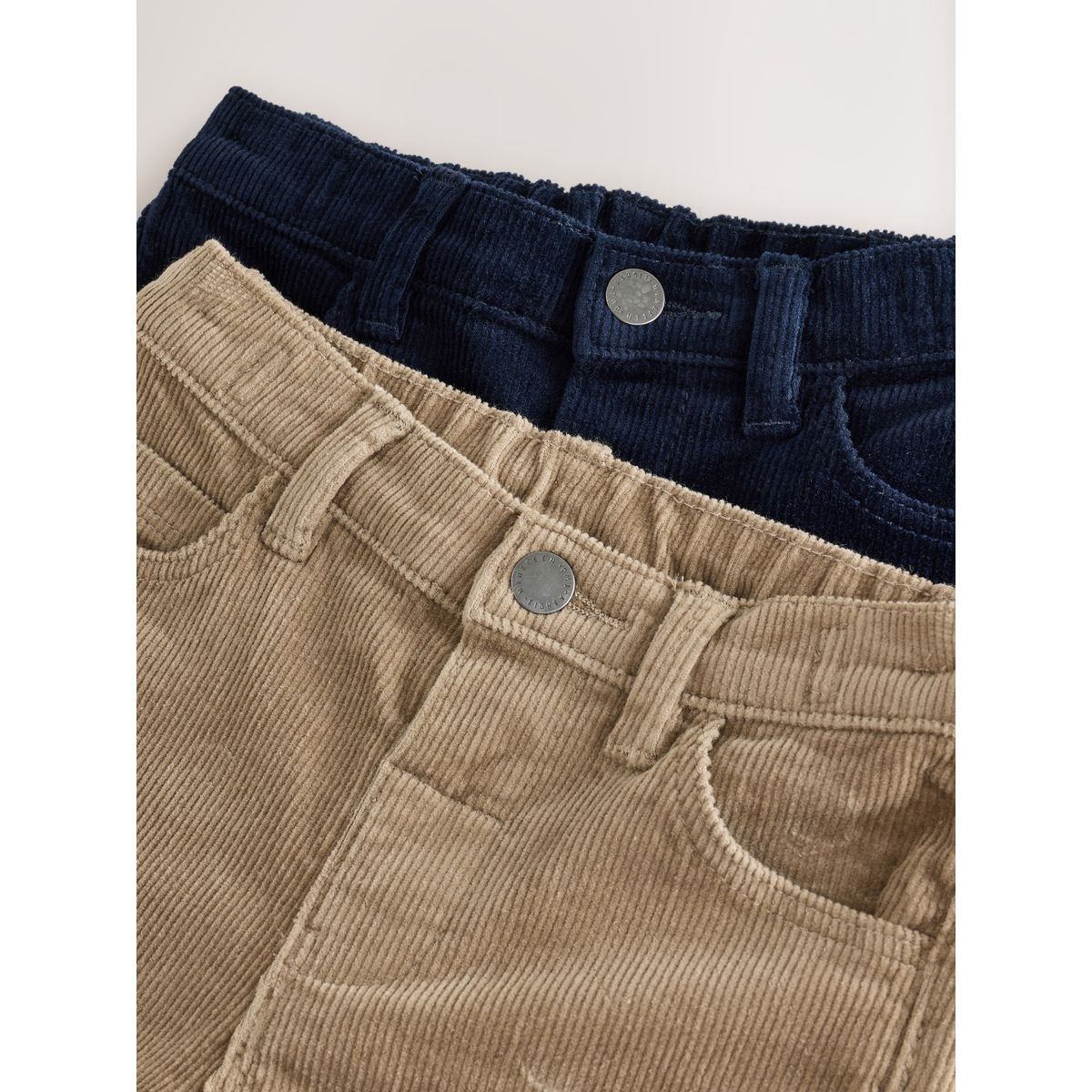 Pantalon en velours côtelé, lot de 2 bleu marine/grège, NEXT