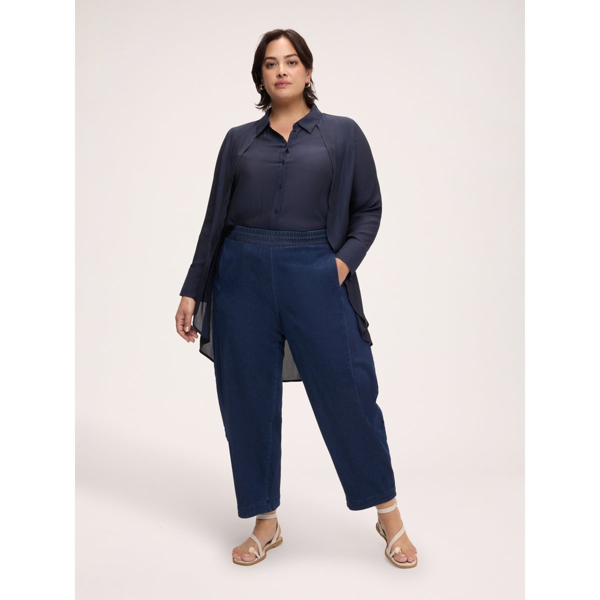 Jean Balloon avec cordon de serrage bleu, FIORELLA RUBINO