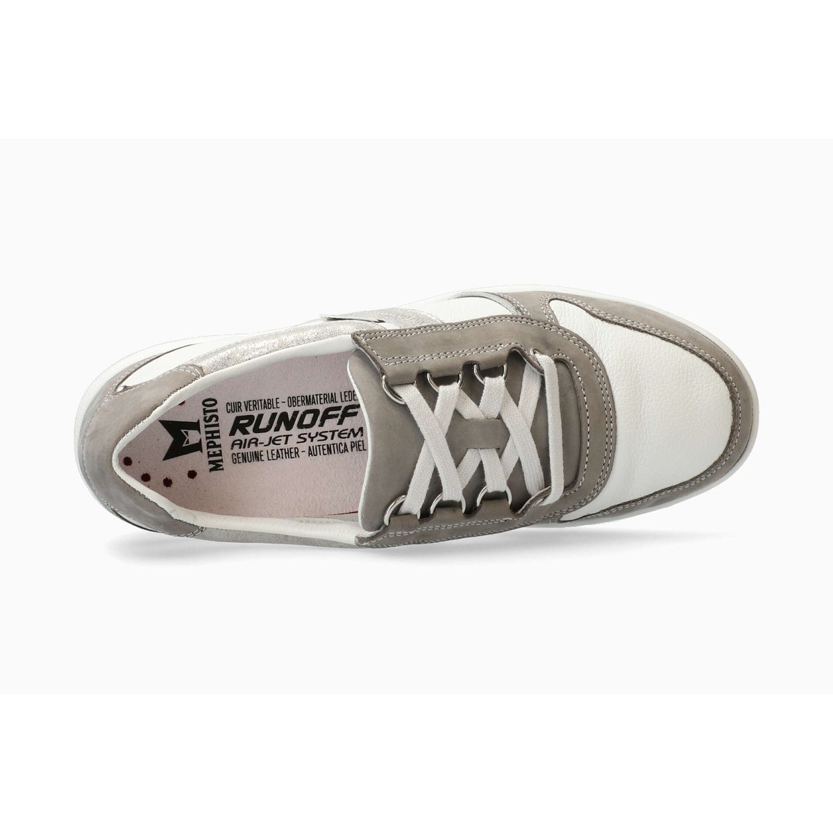 Baskets en cuir RUBY gris metallique 5132, MEPHISTO