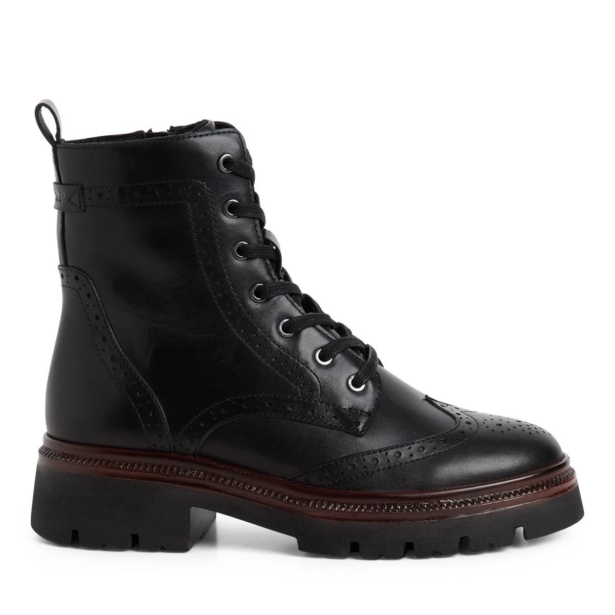 Bottine en cuir noir cuir, TAMARIS