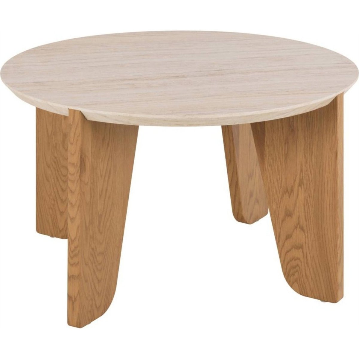 Table basse ronde effet travertin et chêne travertin et chêne sauvage, RECOLLECTION