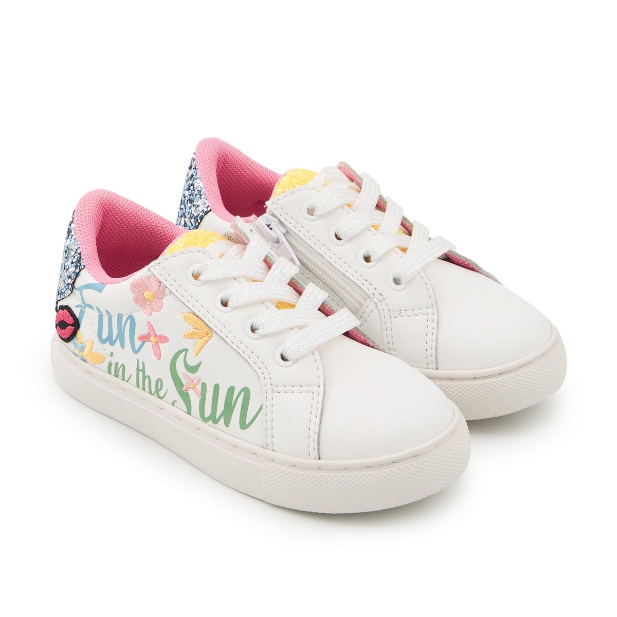 Baskets Enfant En Cuir Mini Simone Barbie Fun In The Sun blanc, BONS BAISERS