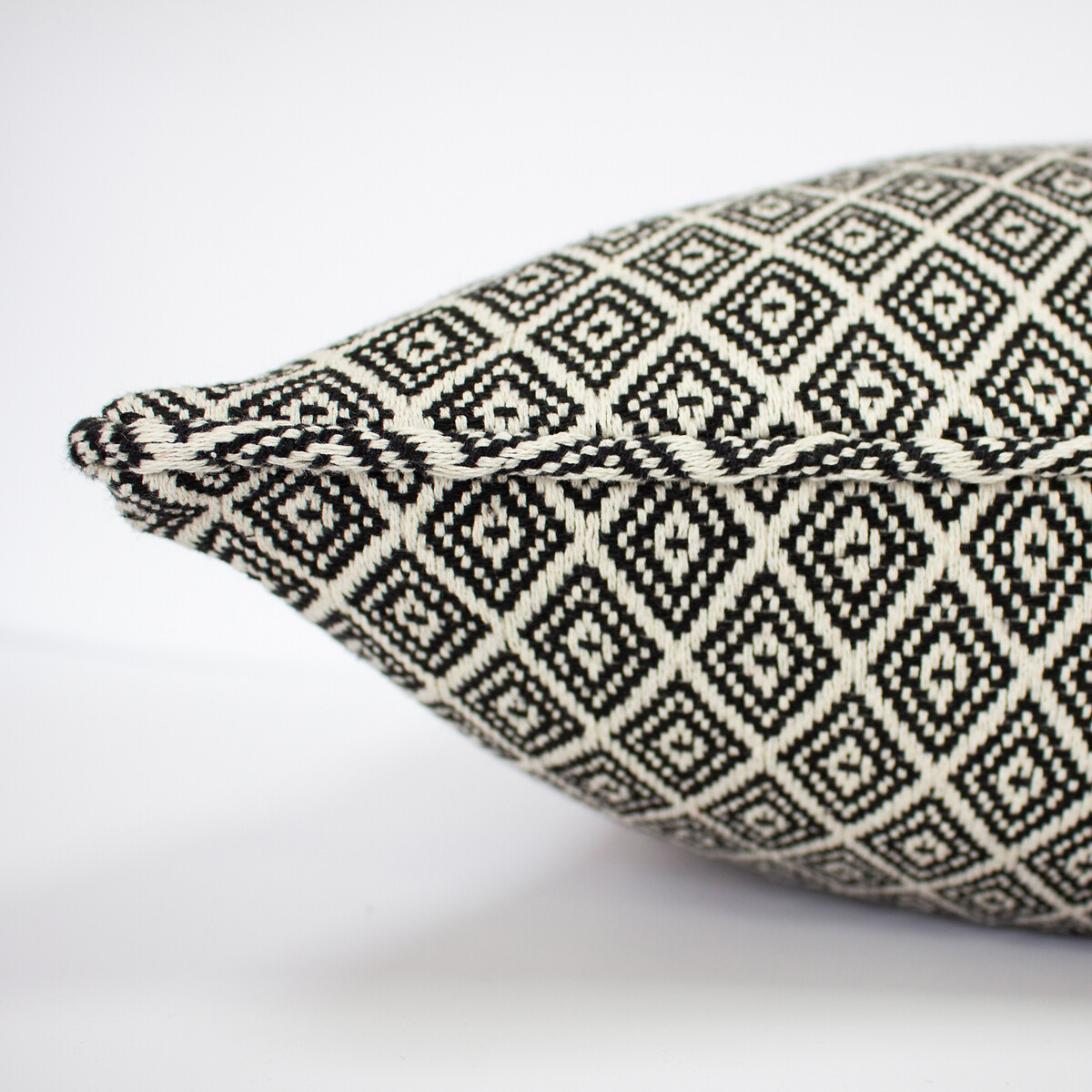 Tangier Fringed Filled Cushion 55x55cm black + white, PAOLETTI