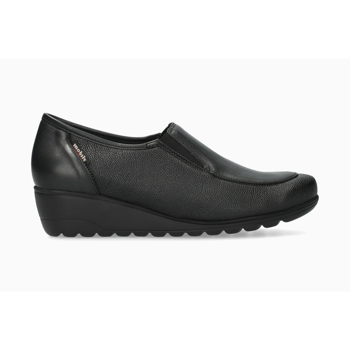 Mocassins en cuir / textile BERTINA noir 5143, MEPHISTO