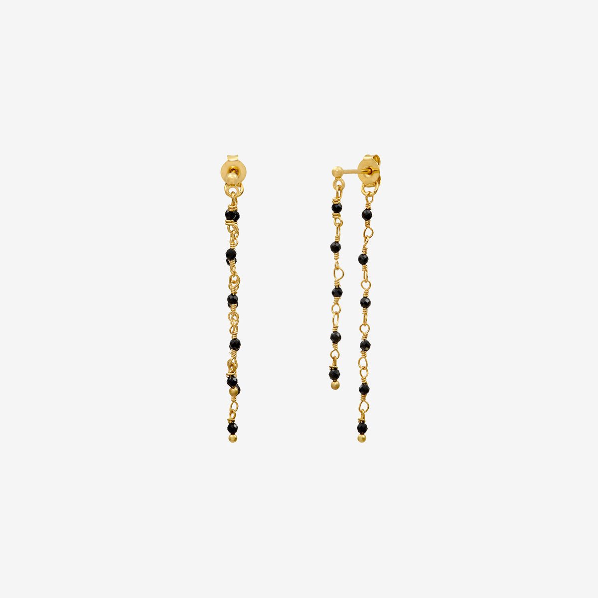 Boucles d'oreilles dorées double onyx - roxane onyx noir, CAROLINE NAJMAN