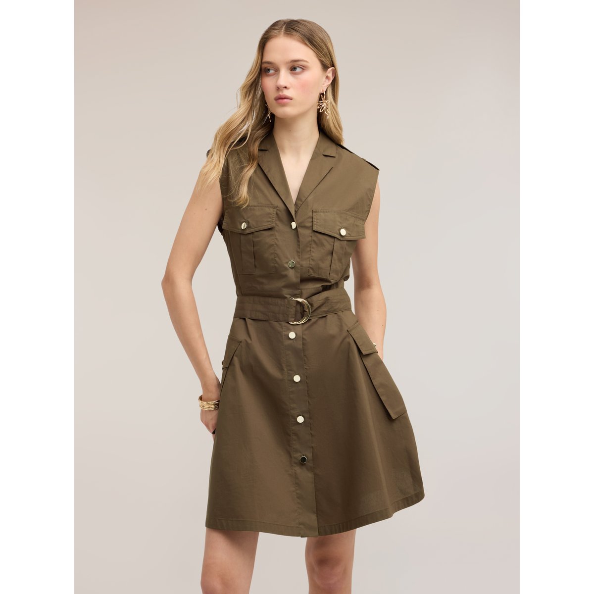 Robe chemisier avec ceinture verde militare, MOTIVI