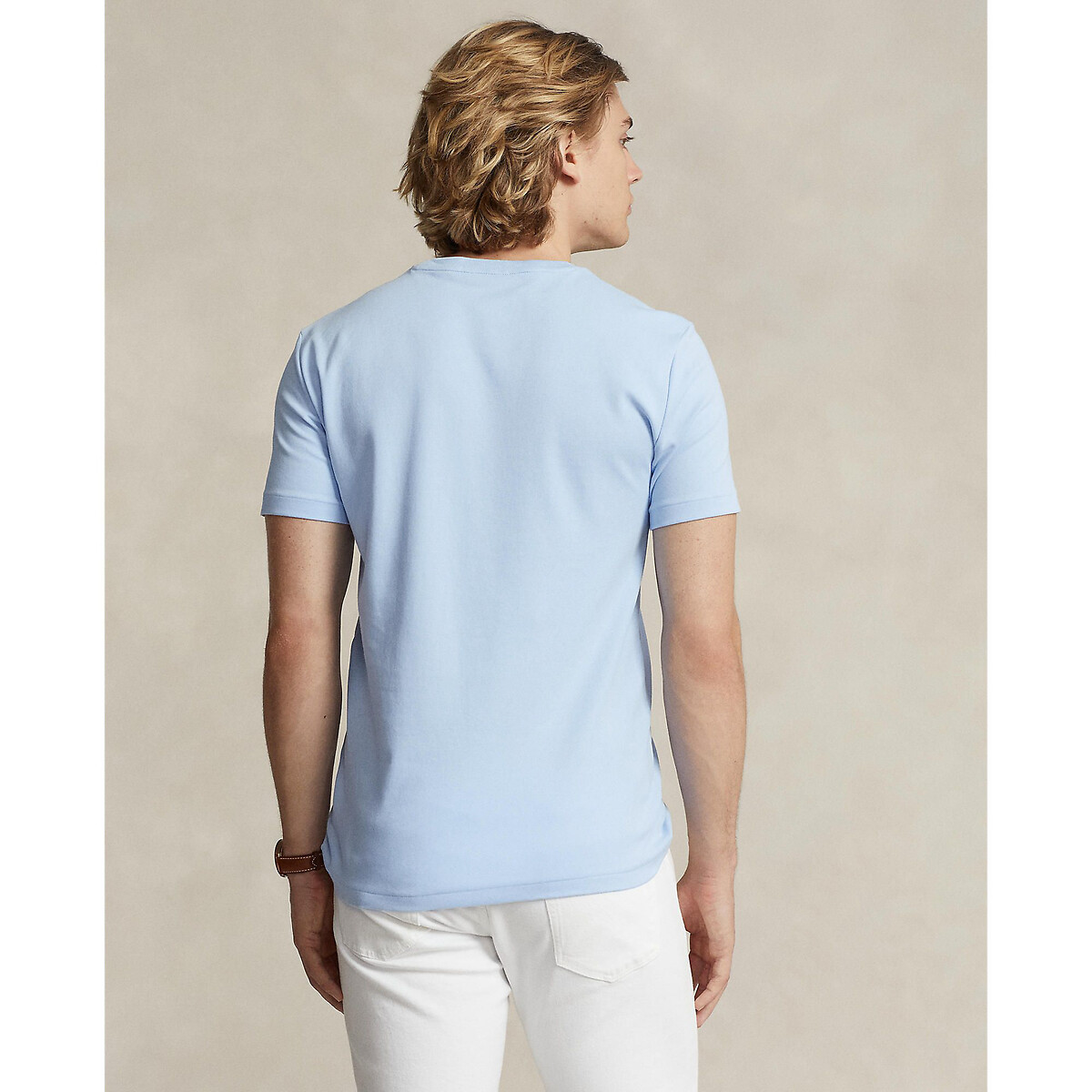 T-shirt Custom Slim Fit en coton doux bleu ciel, POLO RALPH LAUREN