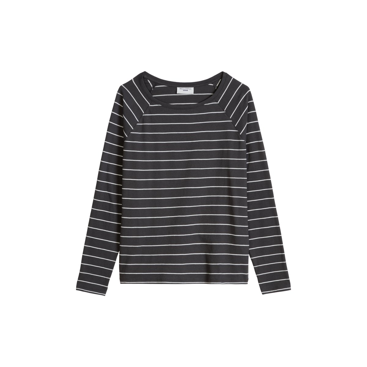 T-shirt long rayé relaxed en jersey à mailles lâches gris, MARC O’POLO DENIM