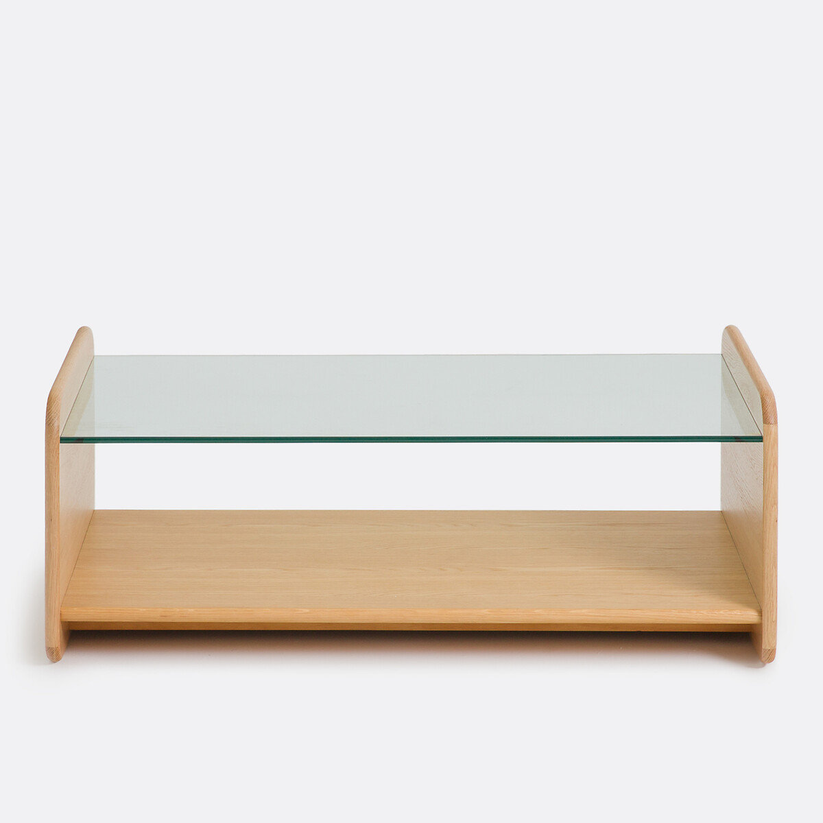 Table basse, en plaqué chêne et verre trempé, ERICSON coloris chêne, LA REDOUTE INTERIEURS