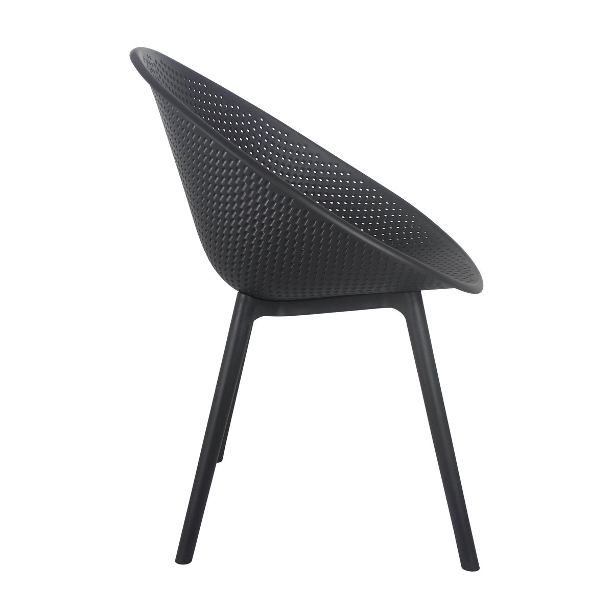 Lot de 4 chaises de terrasse en plastique, BUDA noir, OVIALA