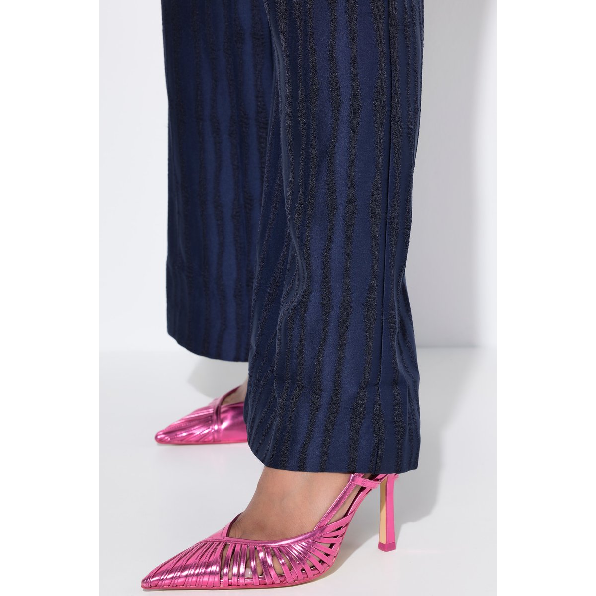 Pantalon jambe droite et large marine foncé, ULLA POPKEN