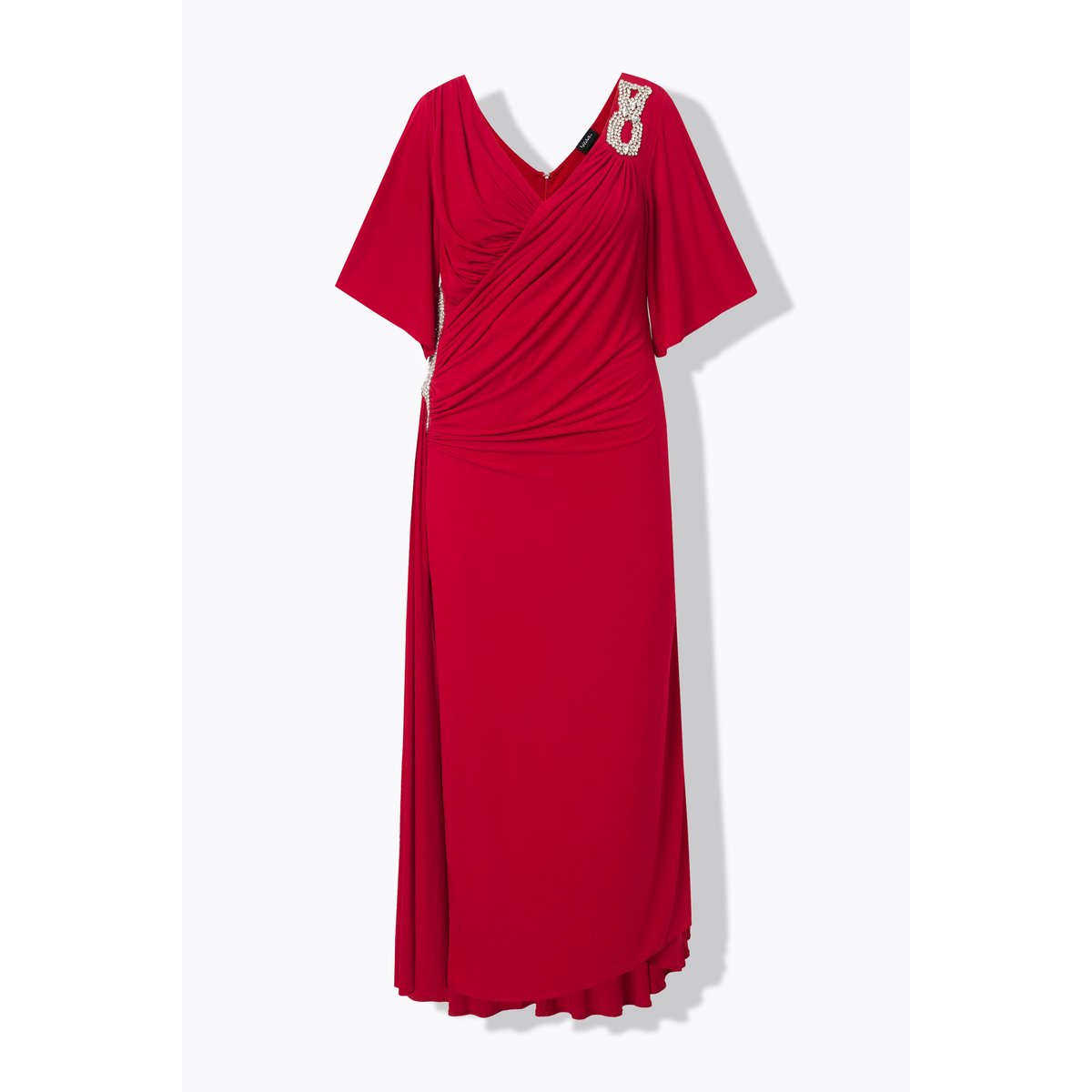 Robe maxi drapée rouge clair, ULLA POPKEN