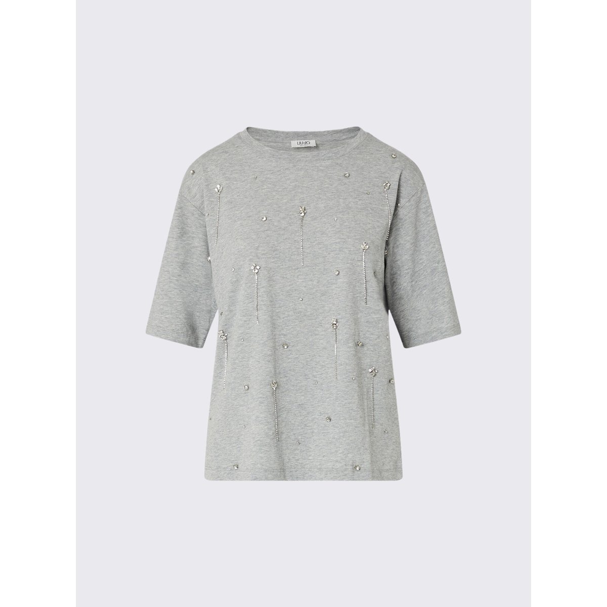 T-shirt avec broderies bijoux gris, LIU JO