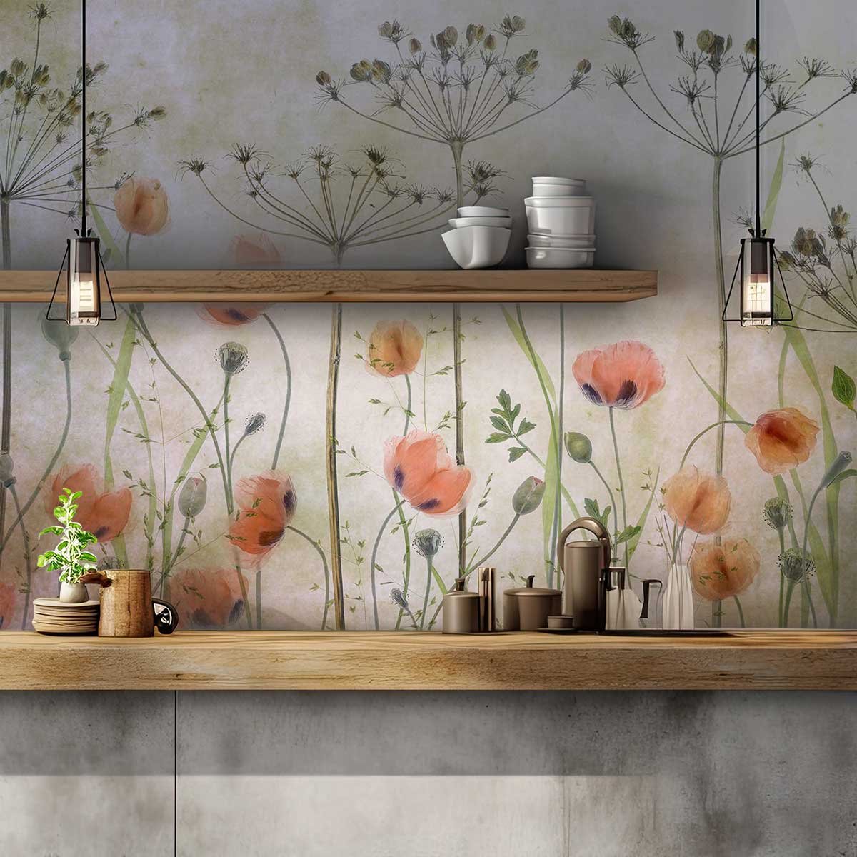 Papier peint coquelicots intissé, HEXOA