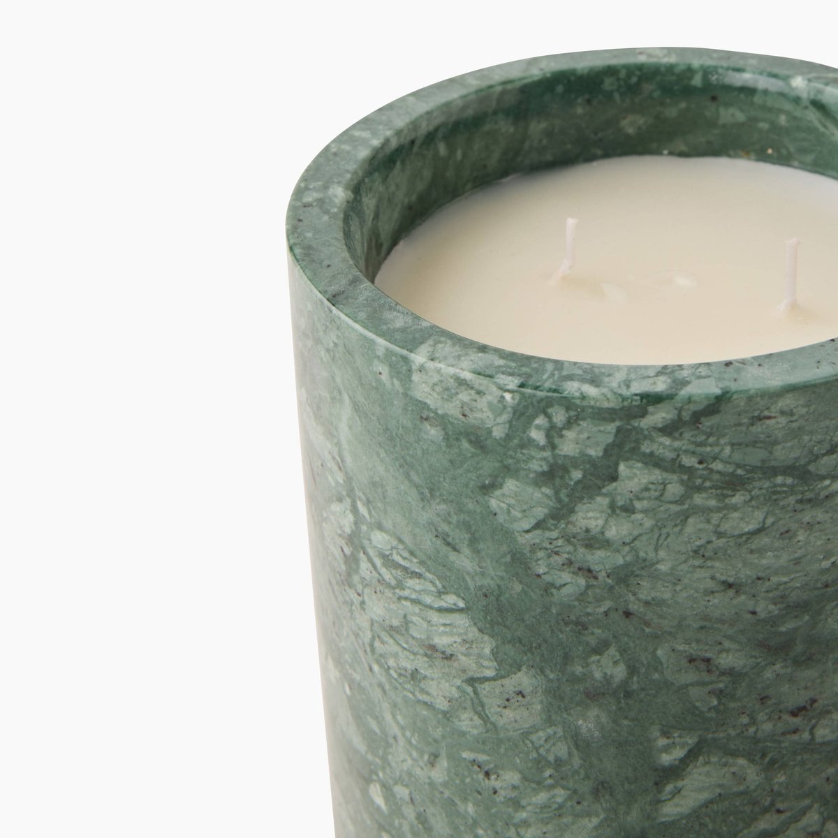 Bougie ronde, D12xH12cm, en marbre vert melange, MONOPRIX