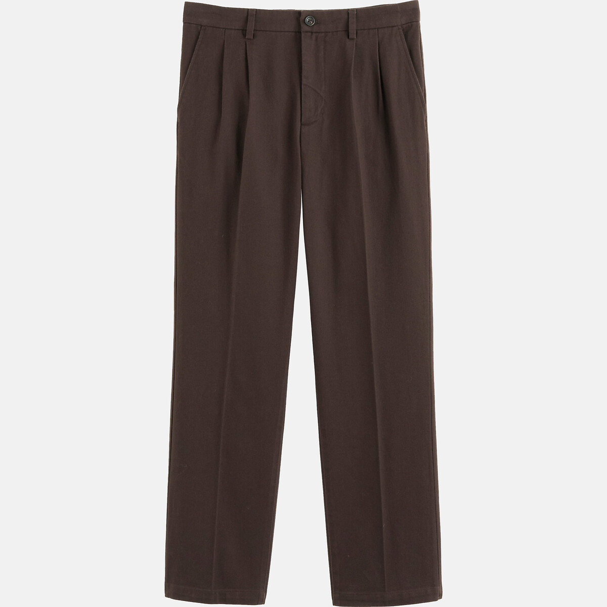 Pantalón chino con pinzas, Signature marrón, LA REDOUTE COLLECTIONS