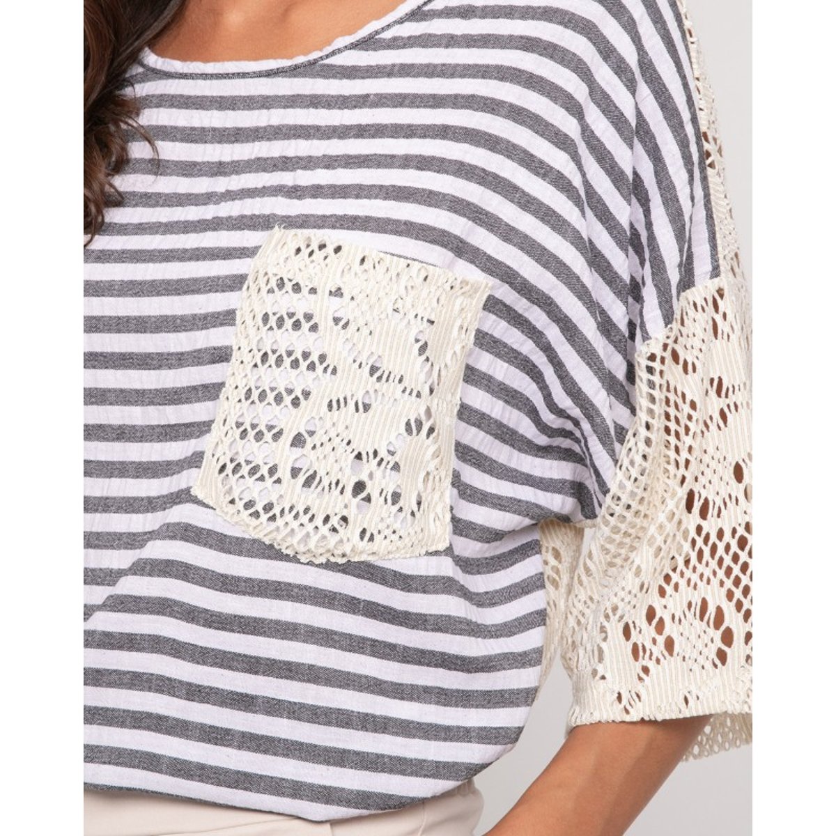 T-shirt Rayures Dos Ajouré Finley bleu, DONA LISA