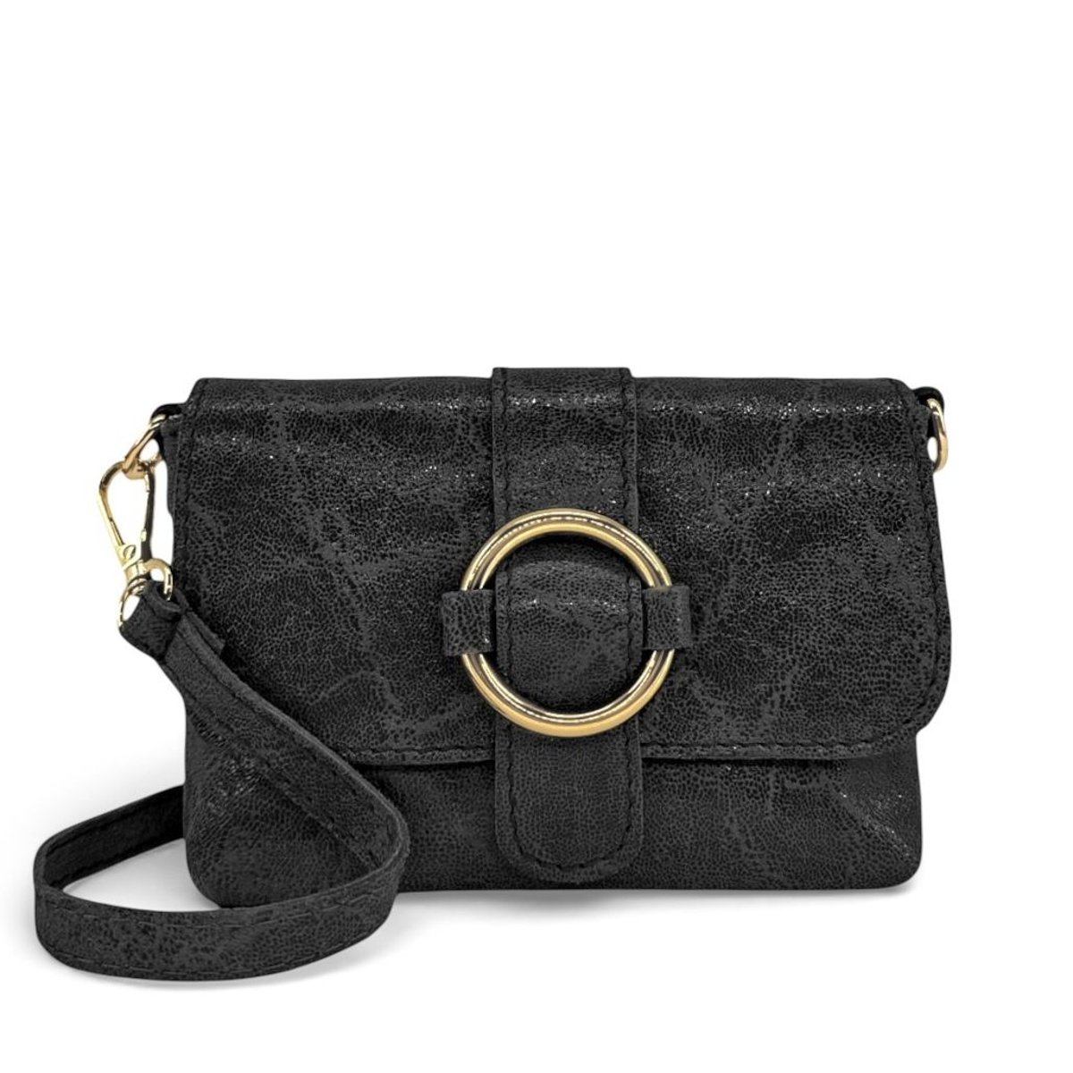 Micro sac en cuir brossé BERLINGOT noir, OH MY BAG