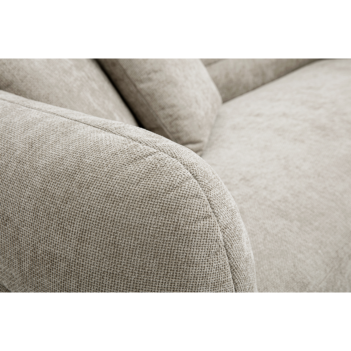Canapé 3 places et repose pieds en tissu effet velours texturé beige JOYA beige, MILIBOO