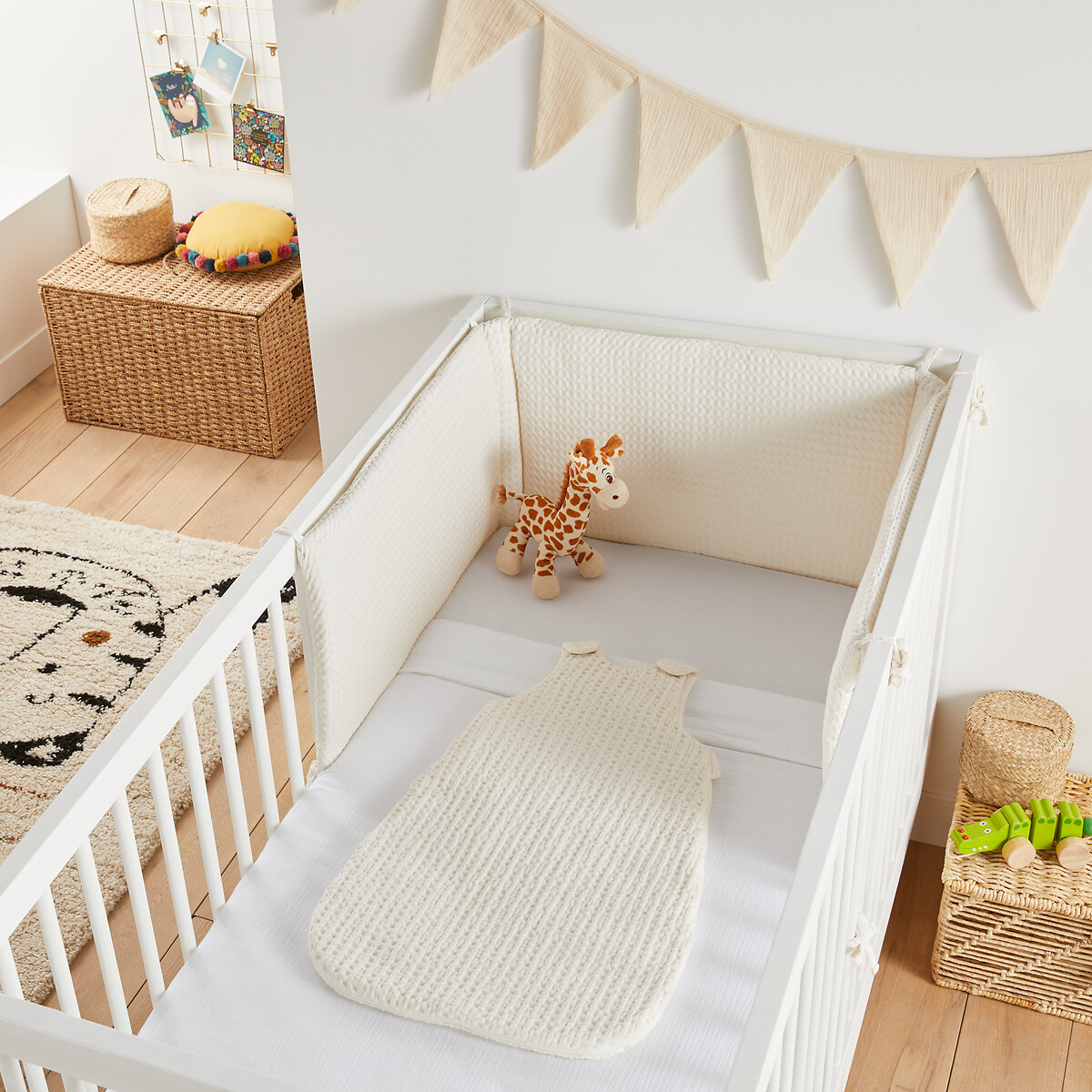 Gigoteuse en coton, nid d'abeille, TIFLY blanc, LA REDOUTE INTERIEURS