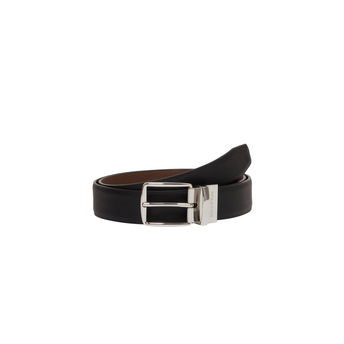 Ceinture réversible 2-en-1, modèle Bodu fabriqué à partir d'un substitut de cuir en polyester recyclé noir, MARC O'POLO