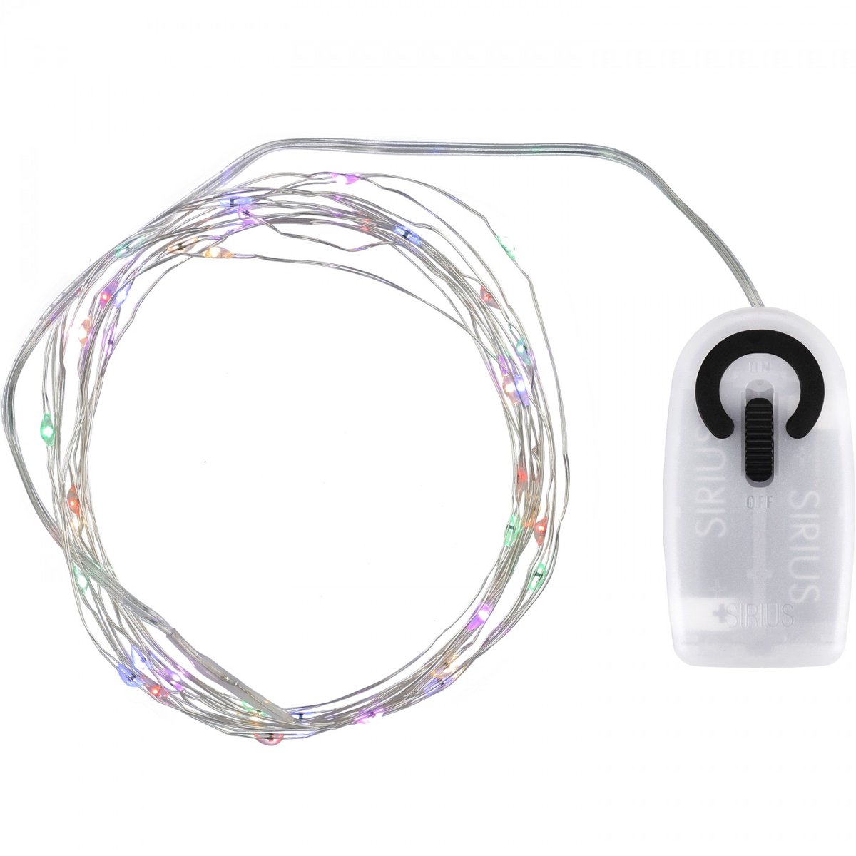 Guirlande Knirke Multicolore 390cm à Piles argenté, led multicolor, SIRIUS
