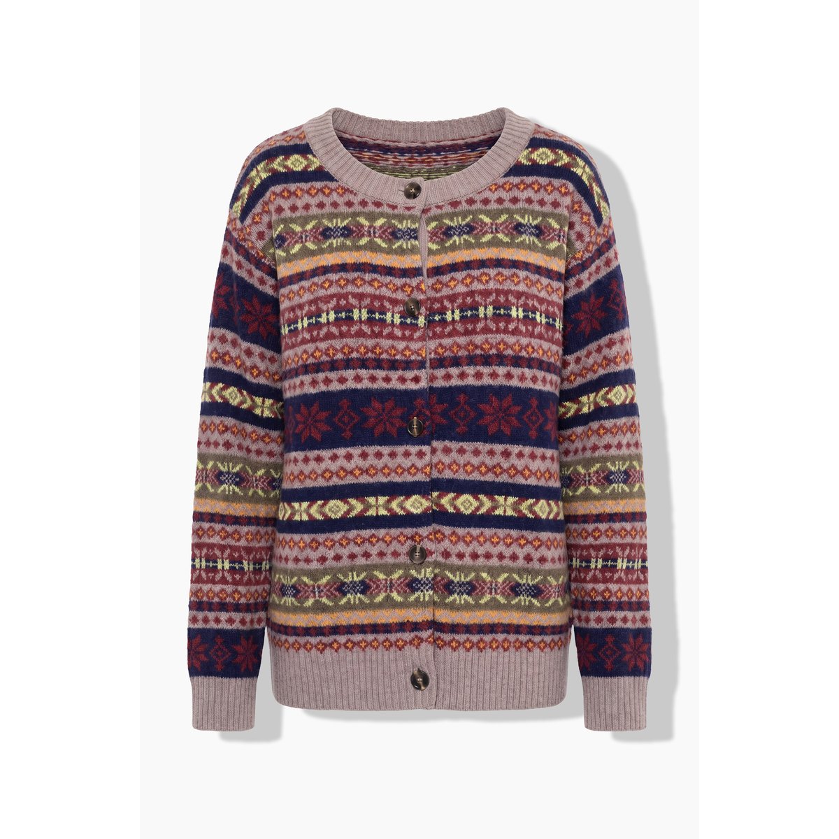 Cardigan motif norvégien kaki foncé, ULLA POPKEN