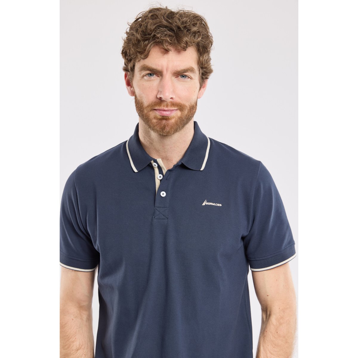 Polo en coton GAMPINO navy, BERMUDES